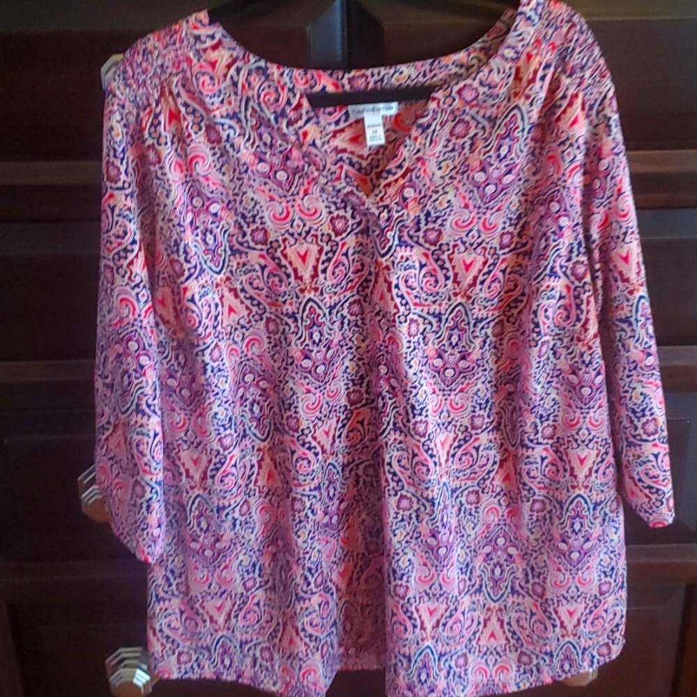 Beautiful Paisley Blouse Top 2X EUC